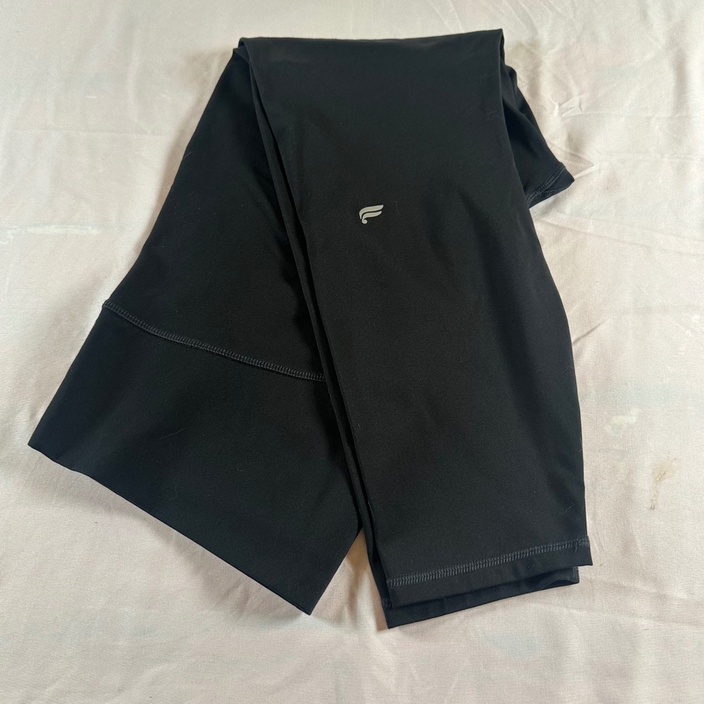 Fabletics Womens Black High Waisted Athletic Leggings Pockets Workout XL Read